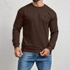 Men's Long-sleeved Plaid Shirt Men's Round Neck Solid Color Sweatshirt Top