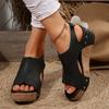Large size wedge heel cross with sandals women's new wedge heel fish mouth women's shoes