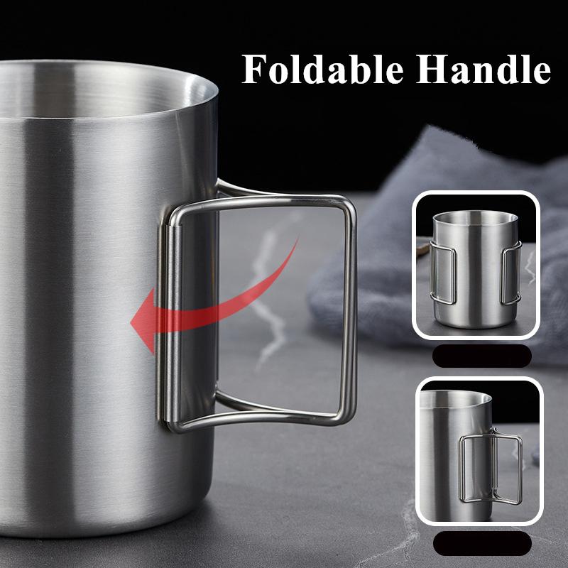 Kubek do kawy 200/300/400ml Stal nierdzewna Naczynia do napojów Podwójna ścianka Izolowany kubek Kubek podróżny Kubki do kawy do domu i biura z uchwytem