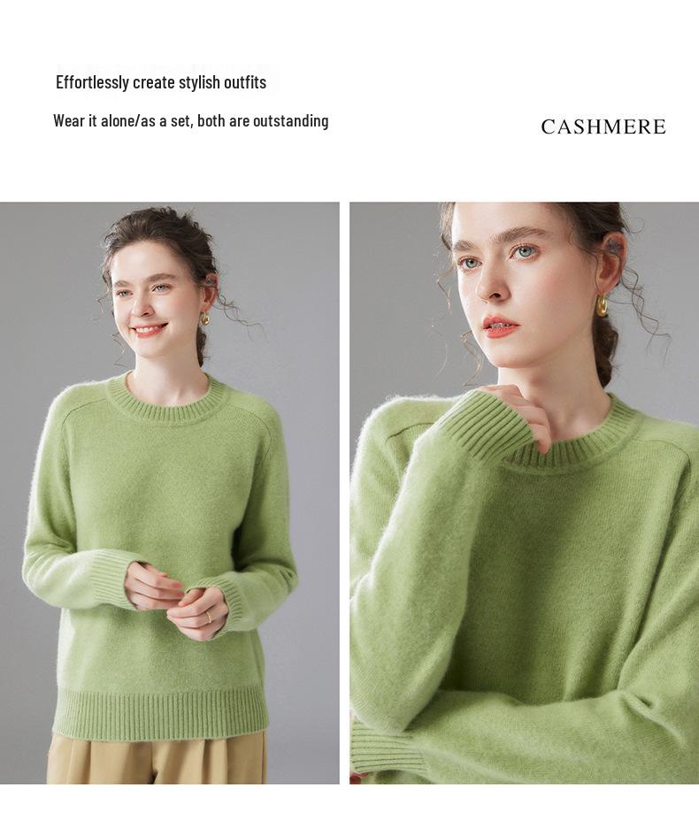 Soft, Skin-Friendly Cashmere Sweater – Stylish Saddle Shoulder, Round Neck, Loose Fit, Slimming Design for Autumn/Winter 2026 Women’s Collection