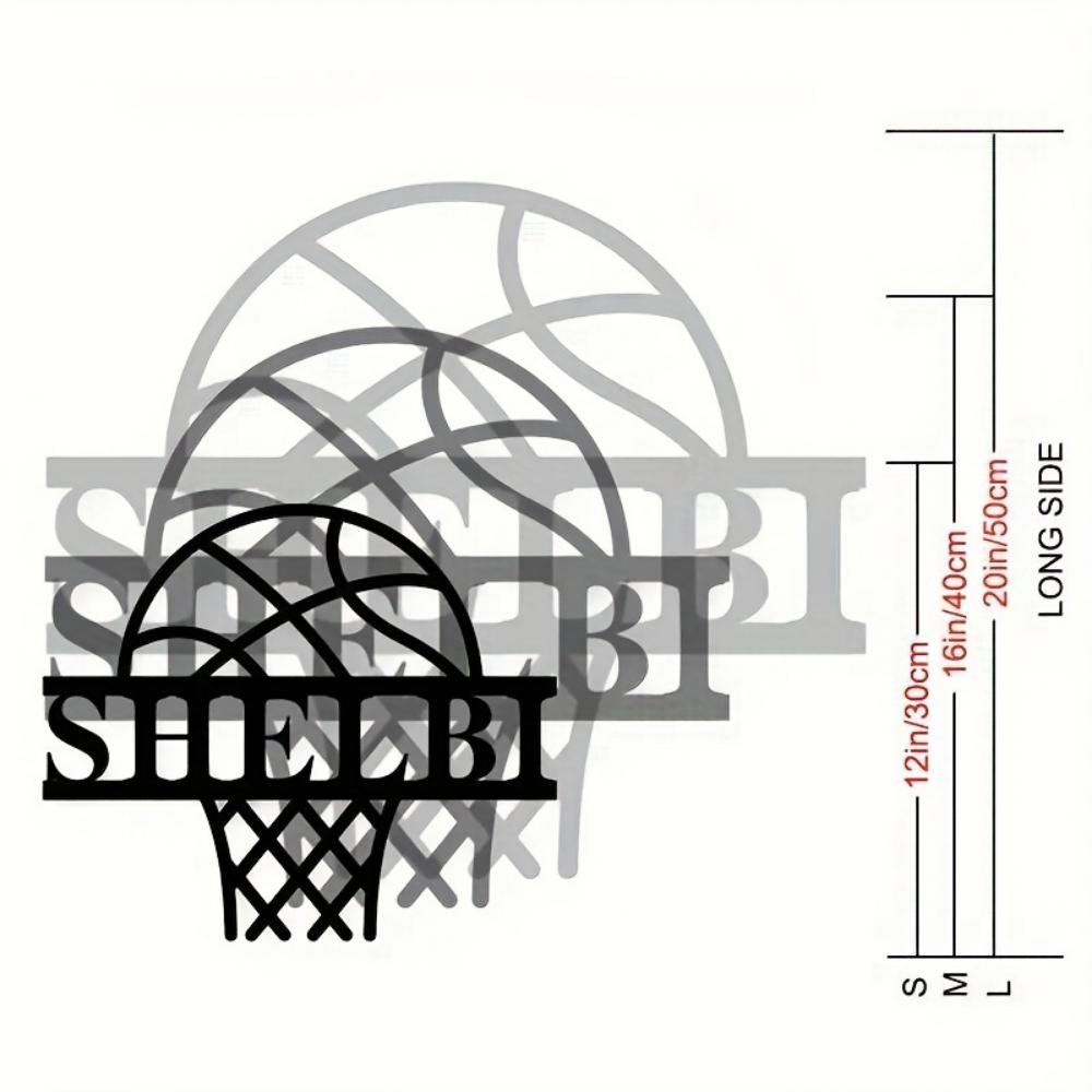 

Metal Wall Art Basketball Hoop Name Sign for Boys Room, Personalized Sports Gift for Kids, Custom Boho Wall Decor for Christmas Birthday 30cm