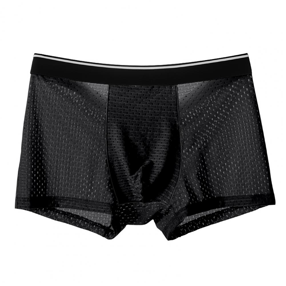 Men Boxer Briefs 3D U-convex Non-Restrictive Supportive Underwear Single Color Breathable Mesh Thin Everyday Shorts Panties
