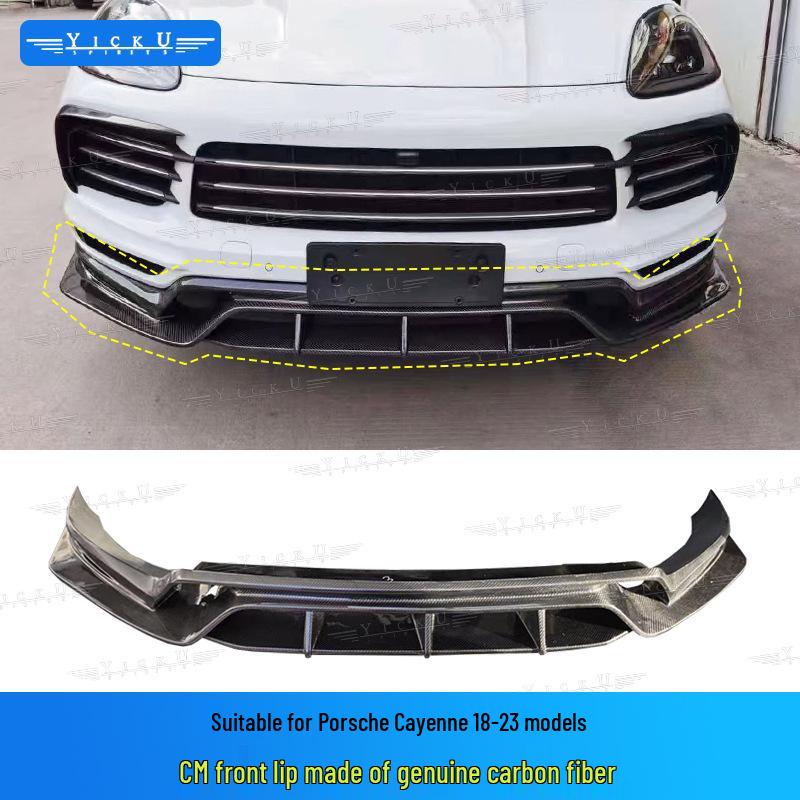 18-23 Porsche Cayenne Carbon Fiber Body Kit: Front Lip, Rear Lip, Side Skirts, Fender Flares, Roof Spoiler & Wind Deflectors