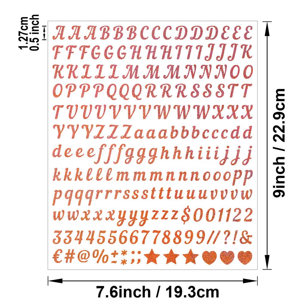 0.5-inch Alphanumeric Sticker Gold Sand Silver Sand Glitter Spice Can Festive Balloon Gum Card Decorative Letter Sticker