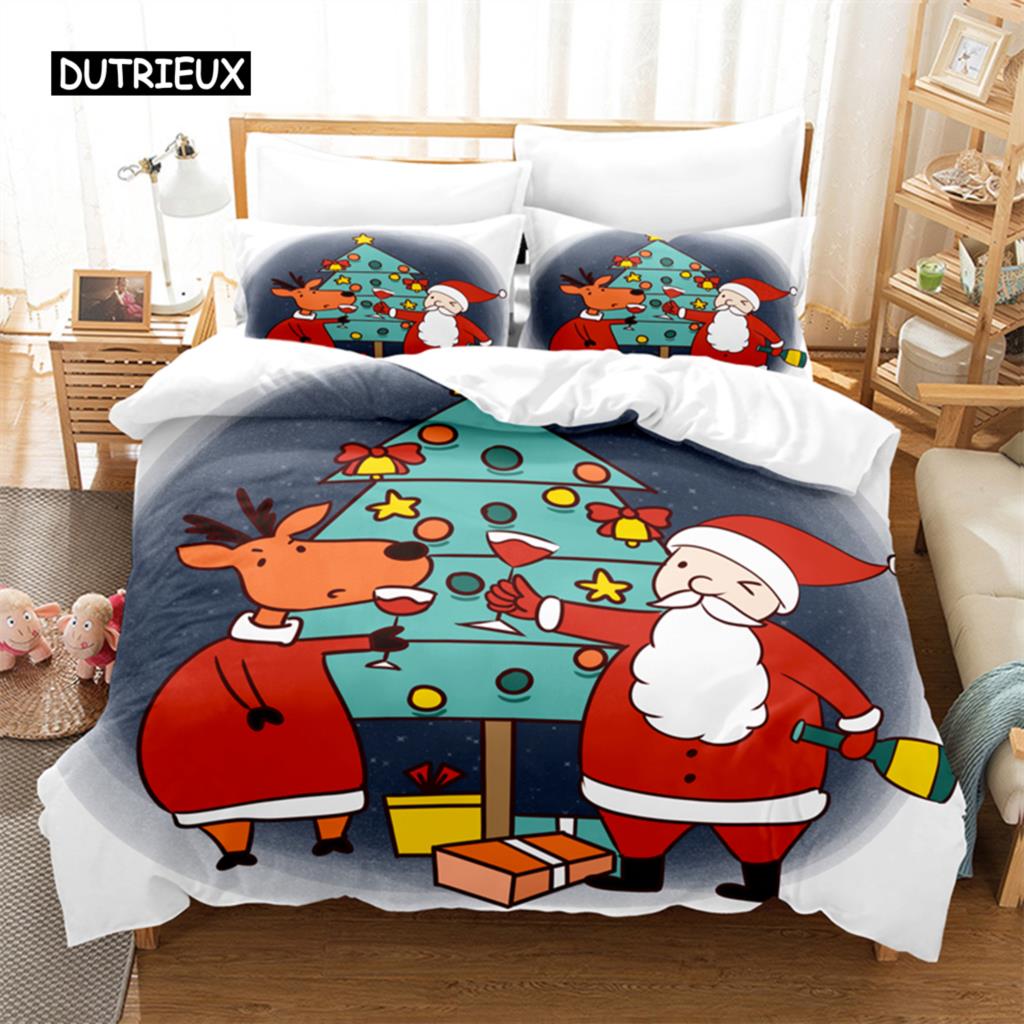 Set Biancheria da Letto Natalizio Set Copripiumino Set Biancheria da Letto 3d Stampa Digitale Biancheria da Letto Queen Size Set Biancheria da Letto Design alla Moda