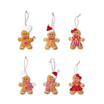 6 Stück Weihnachtsbaum-Puppe Dekoration Stoff Keks-Männchen Hängende Ornamente Für Türkränze Kaminsimse Feiertagsdekorationen