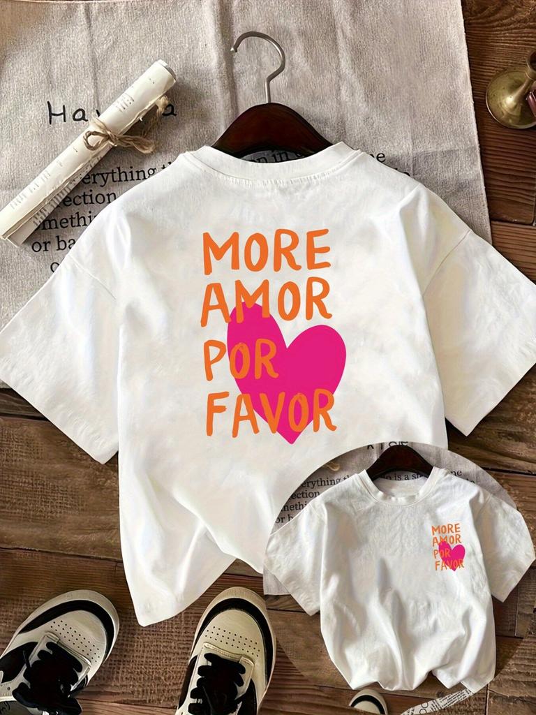 More Love Please Love More Printed Round Neck UnisexS Casual Short Sleeve Top Comfortable Fit Classic Design AllSeason