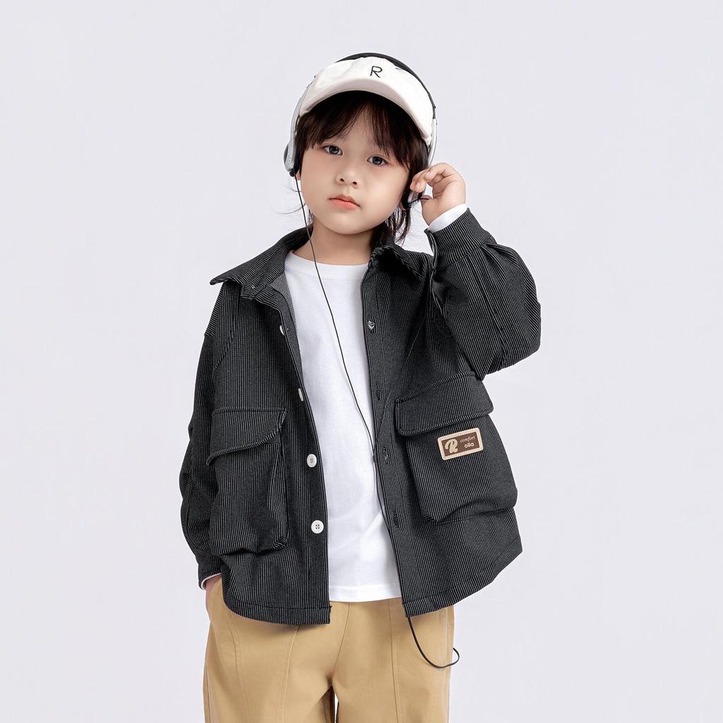 Boys' Stylish Long-Sleeve Turn-Down Collar Shirt - 2025 Spring/Autumn Collection