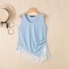 ZANZEA Women Casual Round Neck Lace Splice Summer Sleeveless Vest Tops