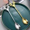 Antlers Shape Spoon Stainless Steel Coffee Dessert Spoon Ice Christmas Antlers Tea Tiny Stirring Tool Accessories