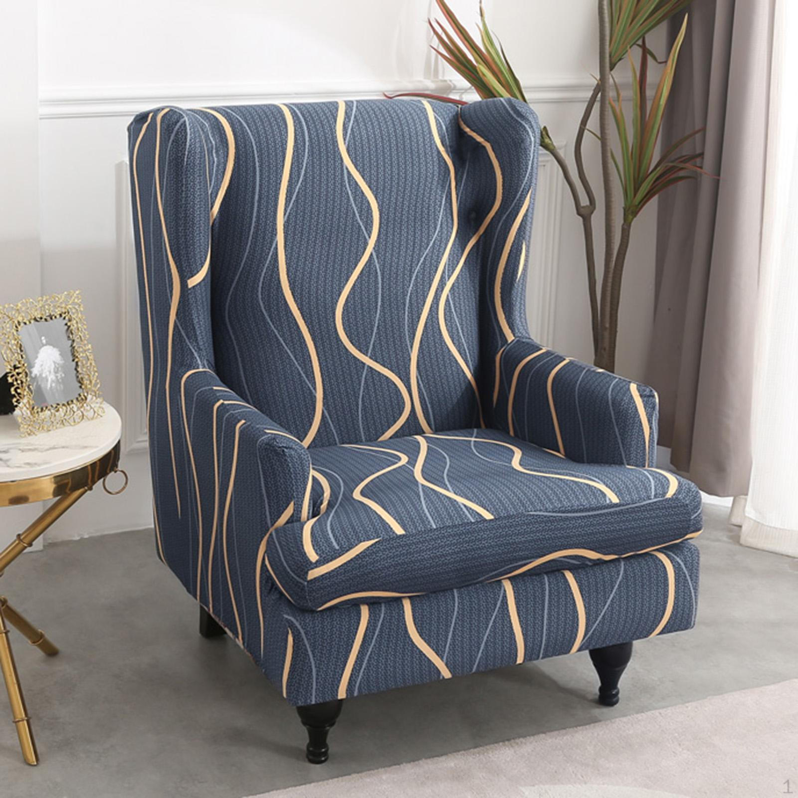 Чехлы на кресло с высокой спинкой Мебель Крылатое Кресло Печатный Чехол Декоративный Съемный Нескользящий Моющийся Гостиная Stripe Wave 2890₽