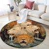 Lions Round Area Rug,Carpet Rug for Living Room Bedroom Sofa Playroom Decor,Non-slip Floor Mat