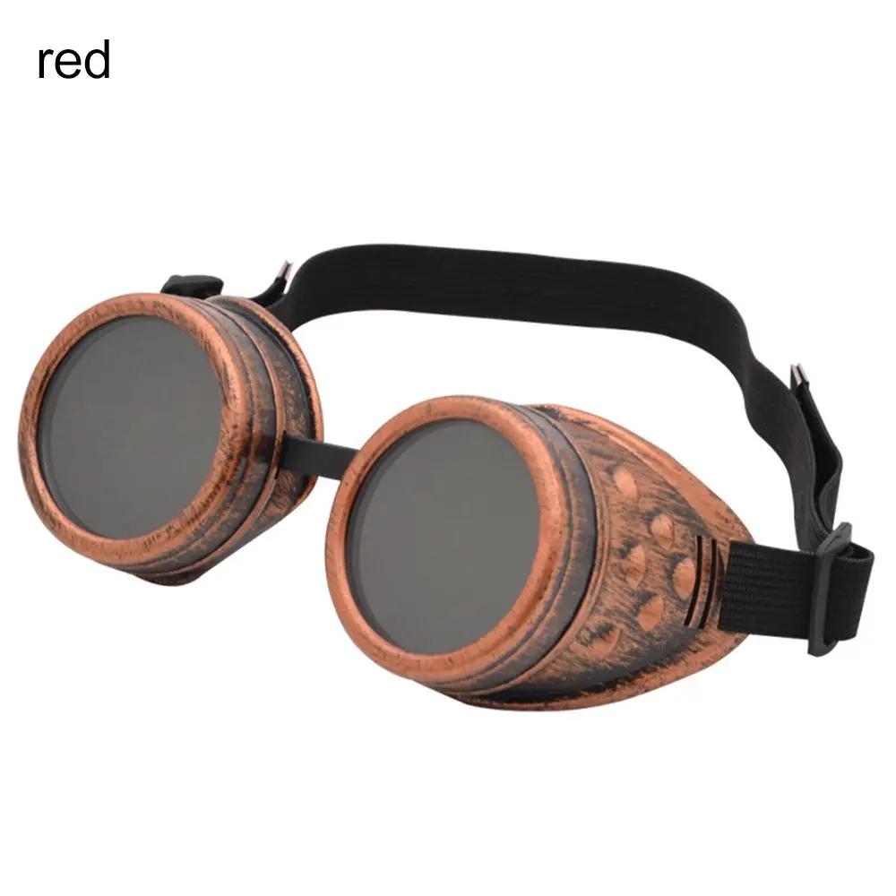 Steampunk Motorcycle Goggles with Spiked Rivets Vintage Round Cosplay Sunglasses for Welding and Cyber-Goths