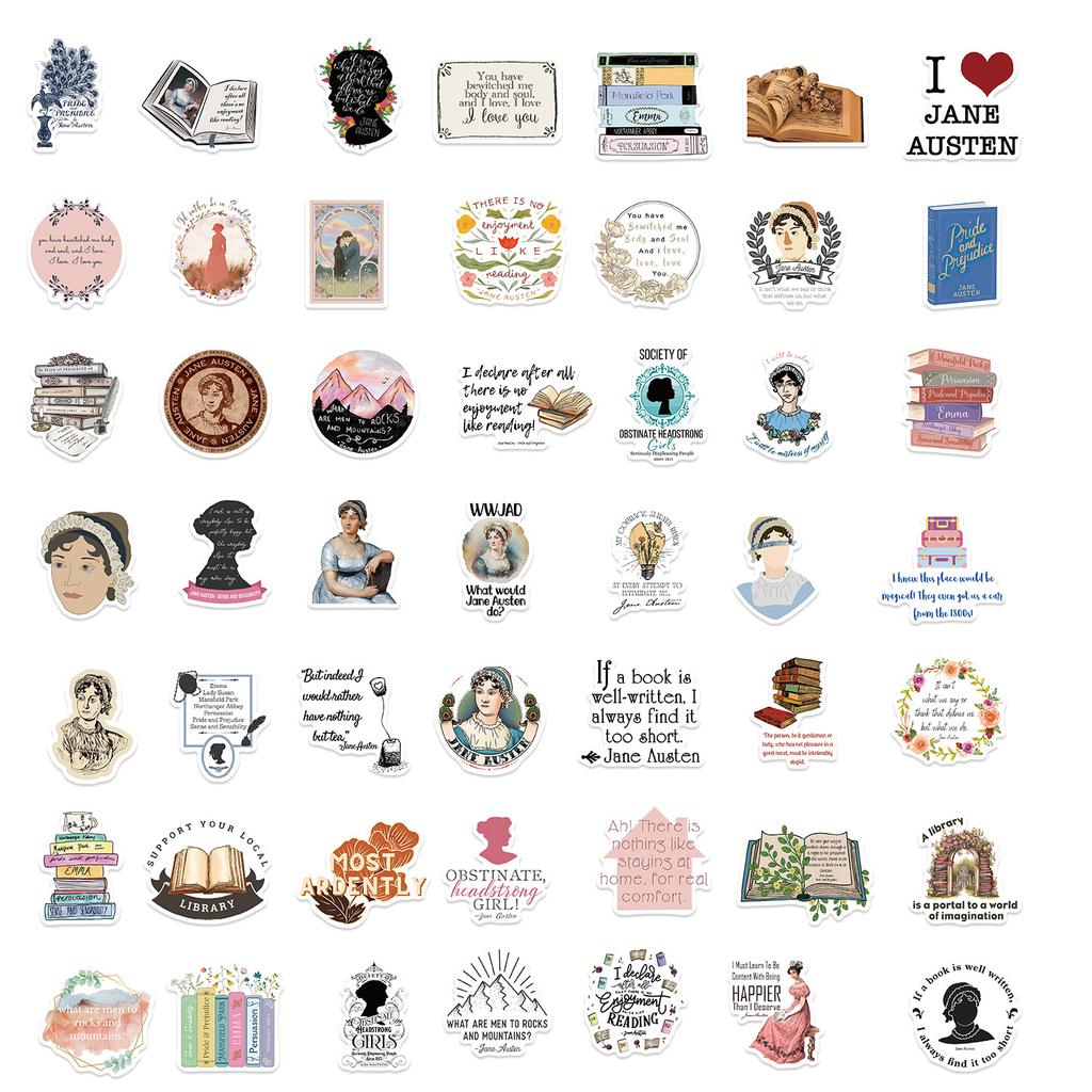 50 Photos of British Novelist Jane Austen Sticker Bag Ipad Water Cup Notebook Ins Creative Stickers