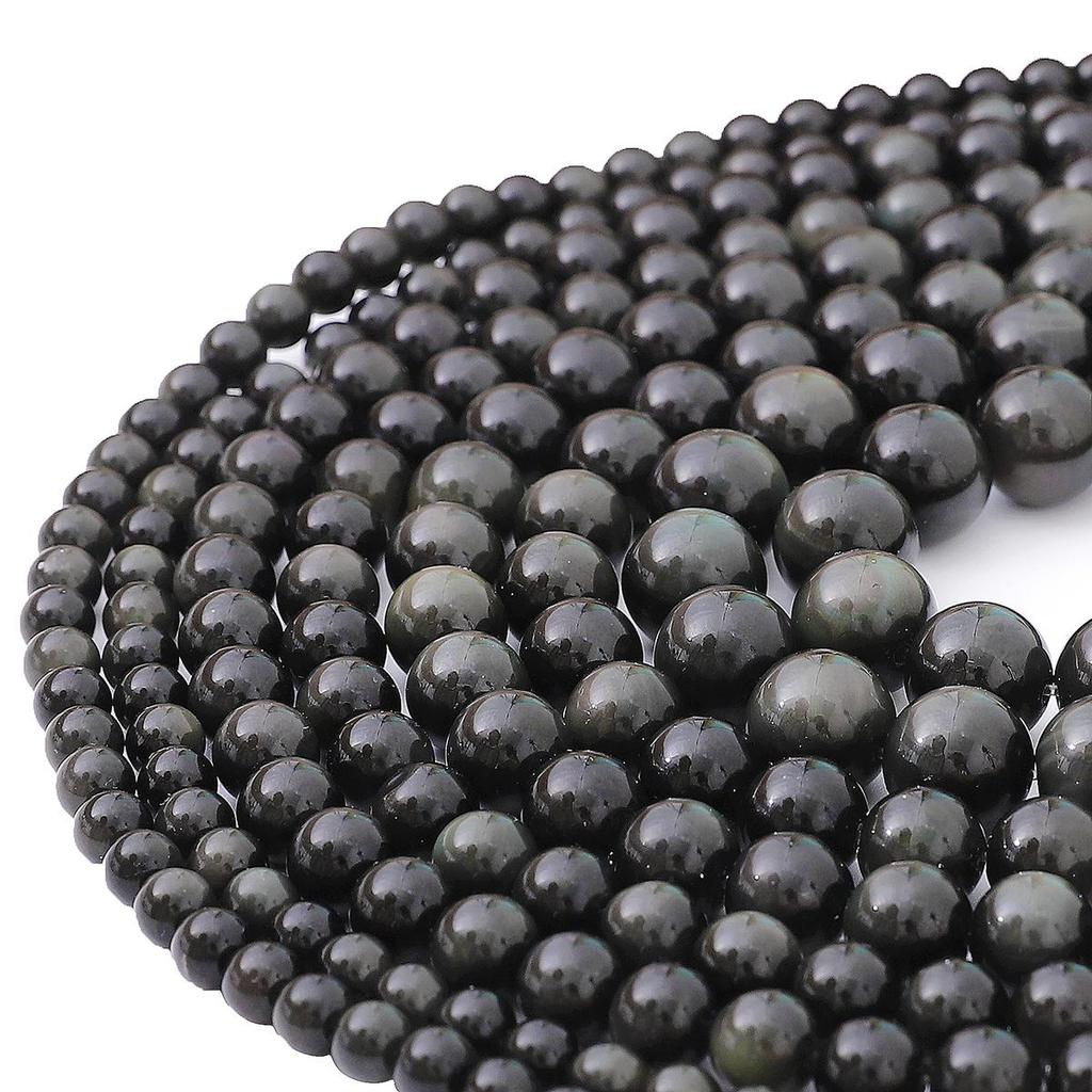 Natural Stone Flash Rainbow Obsidian Round Beads For Jewelry Making DIY Bracelet Necklace