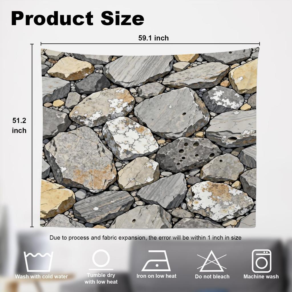 Naturstein Fels Wandteppich Wanddekoration Boho Flusssteine Hängend Geologische Kunst Druck Rustikal Zimmer Wandbehang Akzent Dekoration