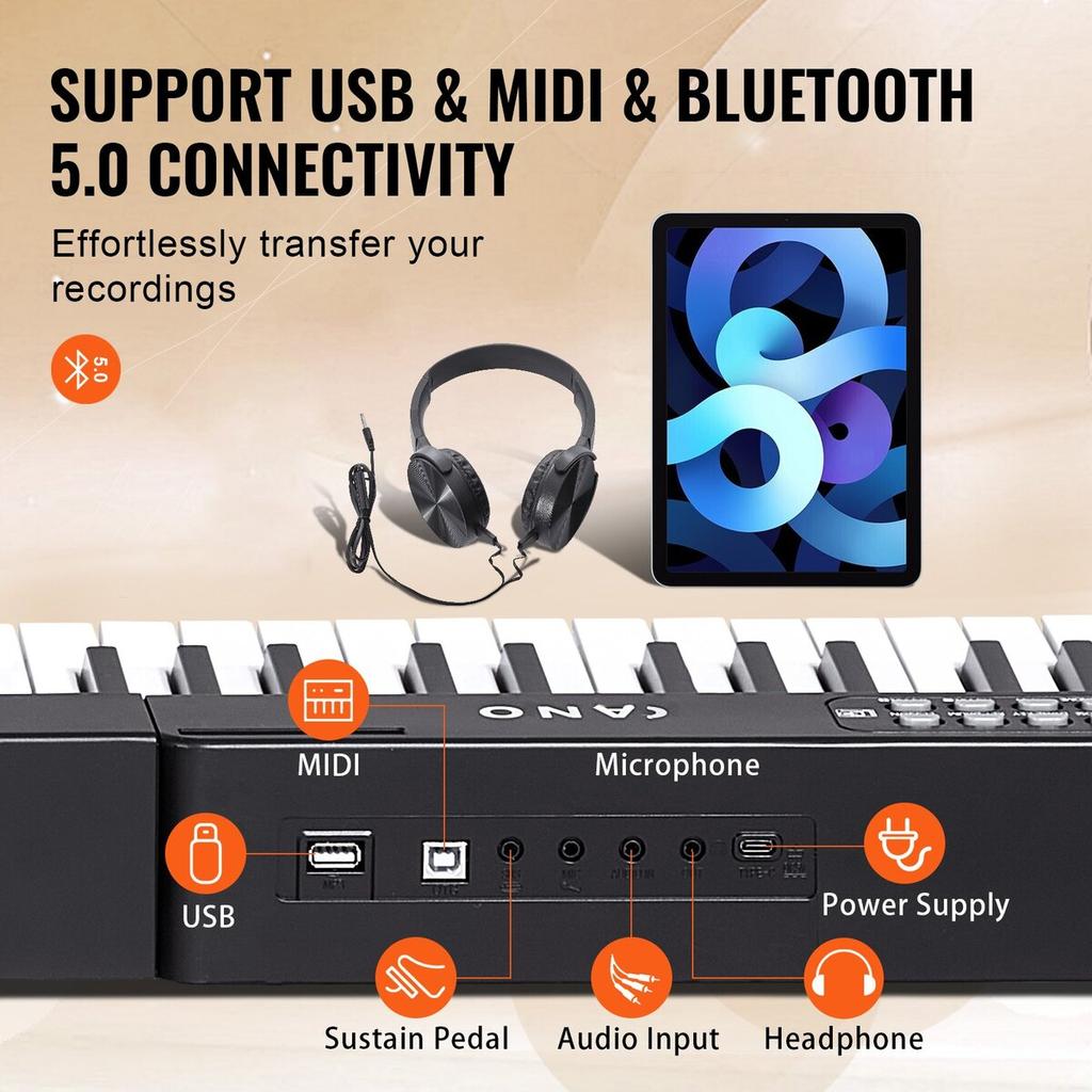 88 Key Digital Piano Keyboard Semi Weighted Full Size Electric Portable