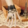 Handschuh Verstellbar Langes Armband Strasssteine Dekor Gotische Spitze Hand Schmuck für Frauen Damen Kleid Passend