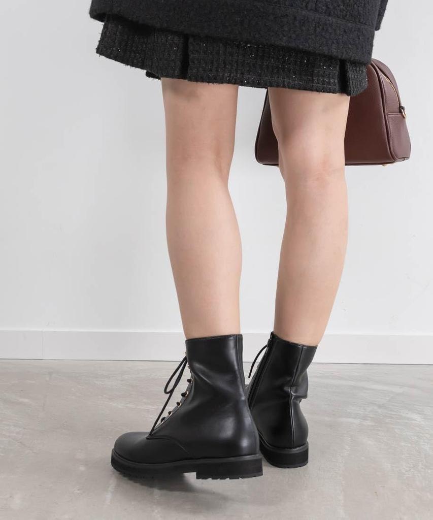 Randa Monogram Part KC34226 2-Way Lace-Up Boots, Black,