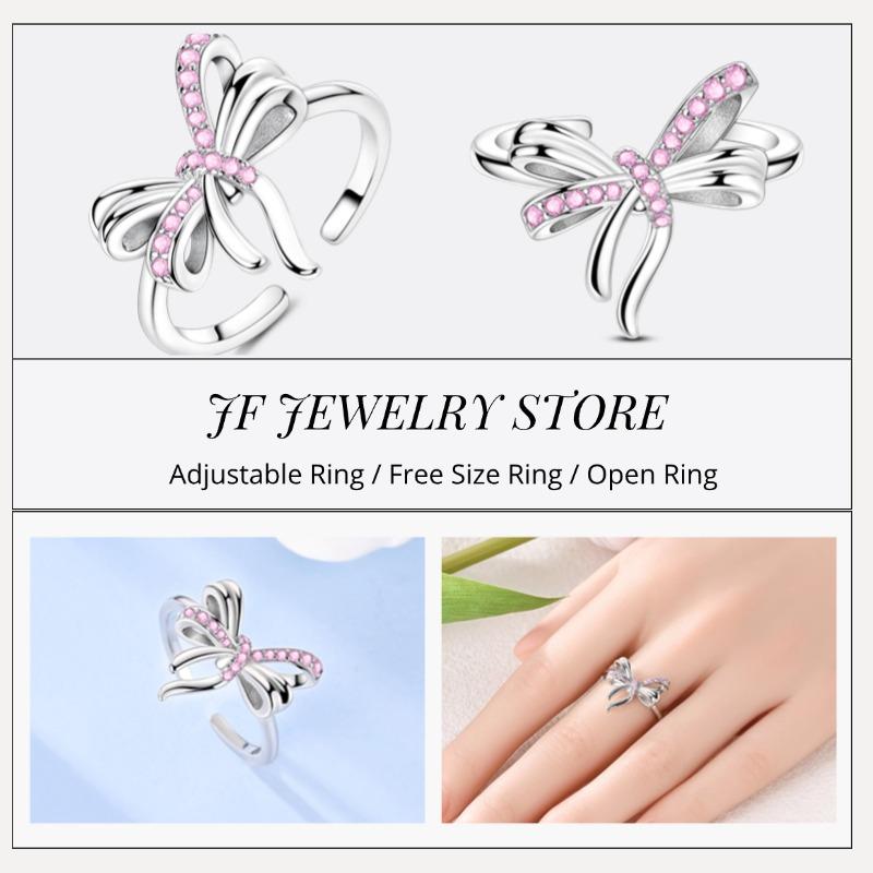 Free Size Ring For Women S925 Silver Original Blue Eyes Dragon Bee Shell Cherry Adjustable Rings Clover Chain Open Ring Jewelry