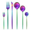 Set Gold Cutlery Dinnerware 6pcsset Knife Cake Fork Tea Dessert Spoon Tableware Stainless Steel Flatware Kitchen Silverware Set