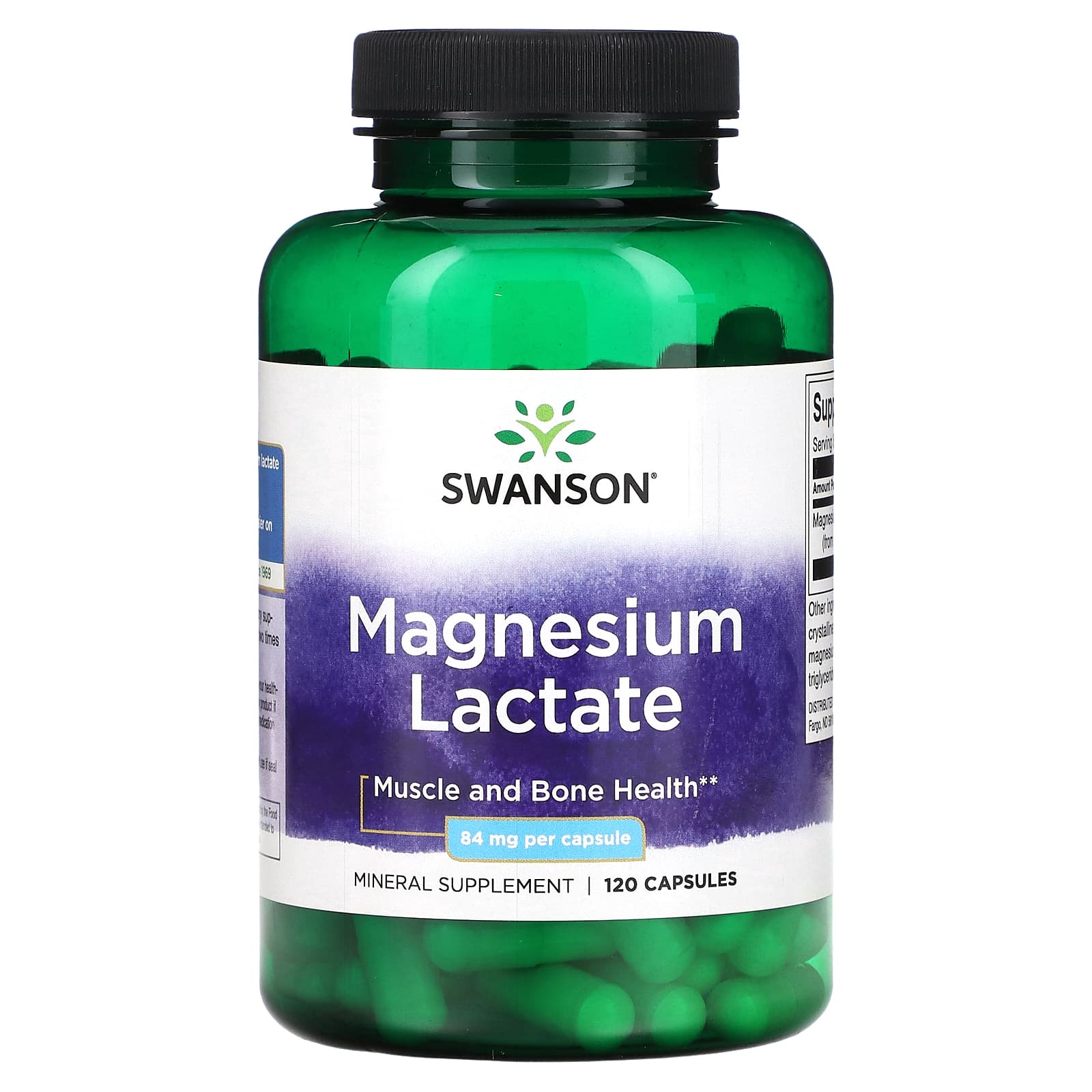 

Swanson, Magnesium Lactate, 84 mg, 120 capsules