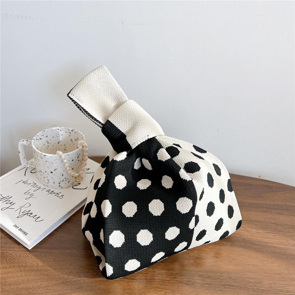 Colorful Polka Dot Knitted Handbag for Women - Versatile, Trendy, and Casual for Any Season