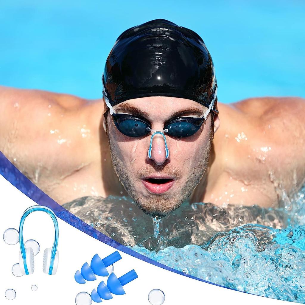 Pinza para la nariz, Tapón para la nariz, Natación, Tapón para el oído, Juego de 2,