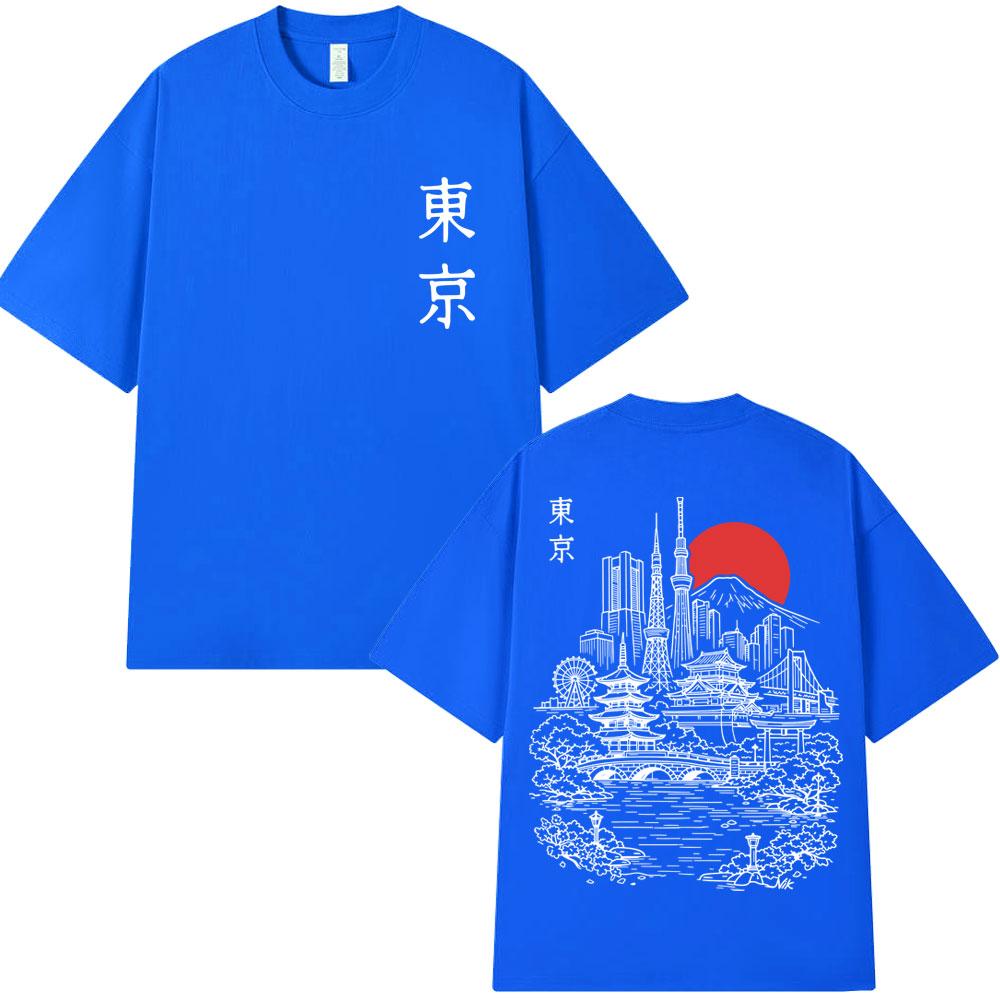 Japanese Tokyo Style Sakura Travel Graphic T Shirt Unisex Women Fashion Harajuku High Quality T-shirts Loose Cotton Casual T-shirt