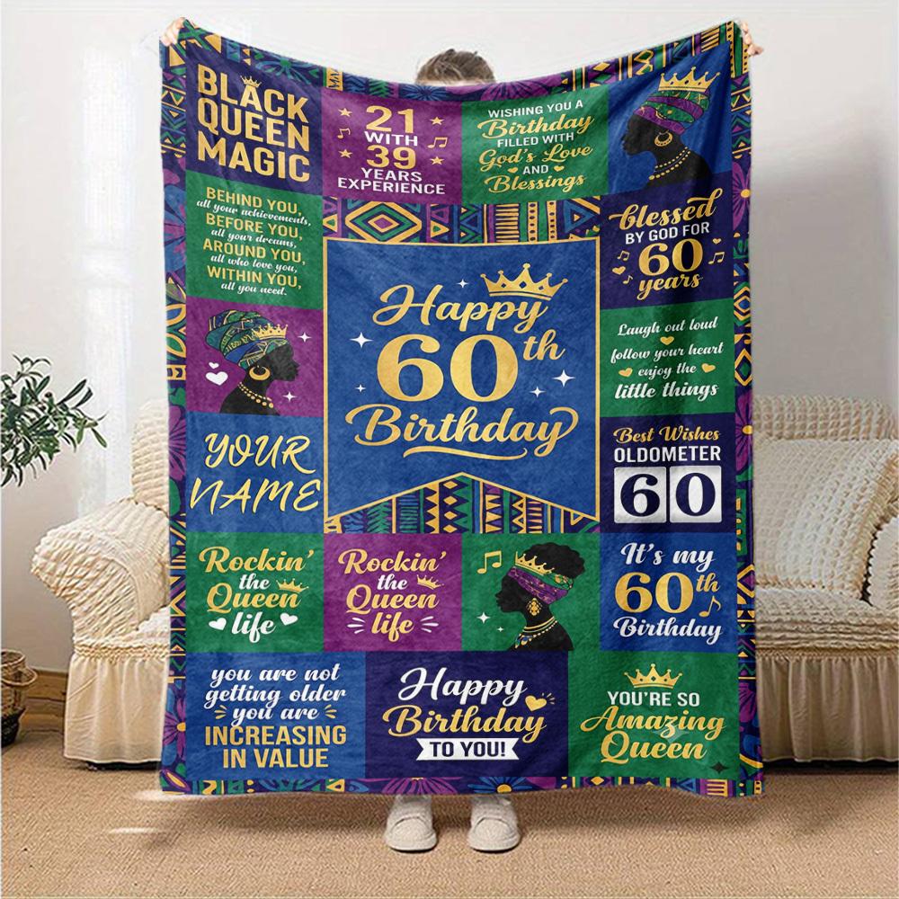 Empowerment Celebration Royal 60Th Birthday Throw Customize Text Durable Comfort Suitable For Sofa Couch Office Bed Picnics Four Seasons Universal