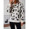 Women's Knitwear Autumn and Winter Loose Crewneck Brushed Leopard Print Jacquard Pullover Sweater