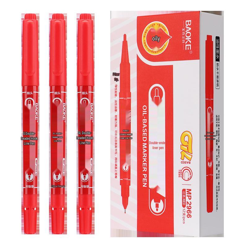 BaoKe MP2966 Double-Head Waterproof Oil-Based Graffiti Marker Pen красный