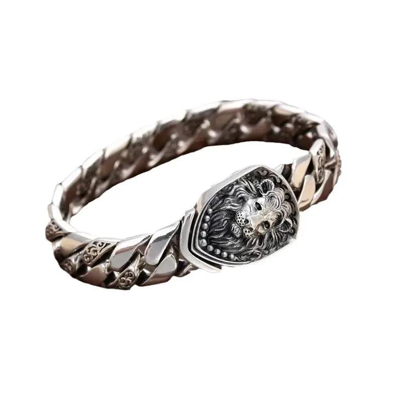 Herrschers Löwenarmband Herren Dickes Armband Punk Rock Mode Kubanische Kette Herrenarmband