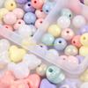 92MF Acrylic Beads Round Spacer Beads Heart Beads with Hole DIY Craft Beads Colourful Beads for Bracelets Jewellery Making