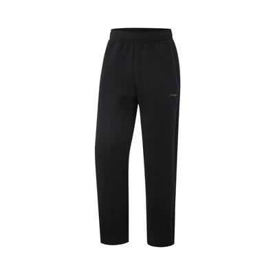 Li Ning Fitness Serie Logo Vetersluiting Middelhoge Taille Gebreide Sportbroek Heren onderkleding Zwart AKLV061-1