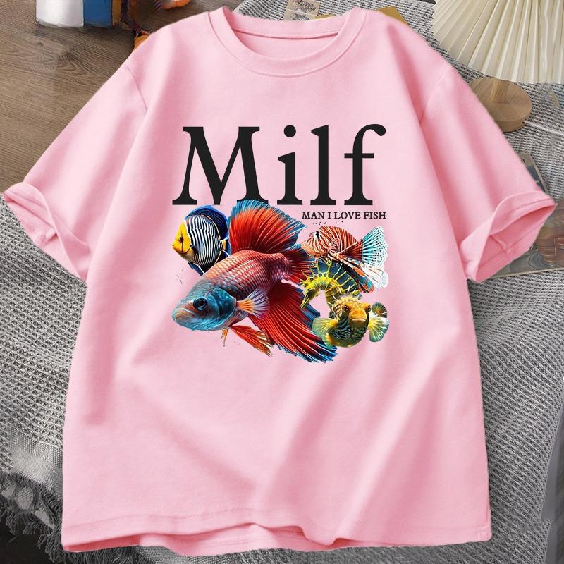 Unisex I Love Fish MILF TShirt Funny Fish Lover TShirt Unisex FisherUnisex Cotton Unisexs TShirt Harajuku Street Top Fitness Streetwear