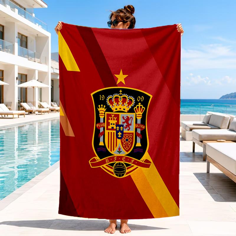Asciugamano da Spiaggia con Stemma Calcio Spagna, Asciugamano da Spiaggia in Microfibra, Perfetto per Piscina, Spiaggia, Viaggio, Decorazione Casa, Regali per Fan di Feste in Spiaggia