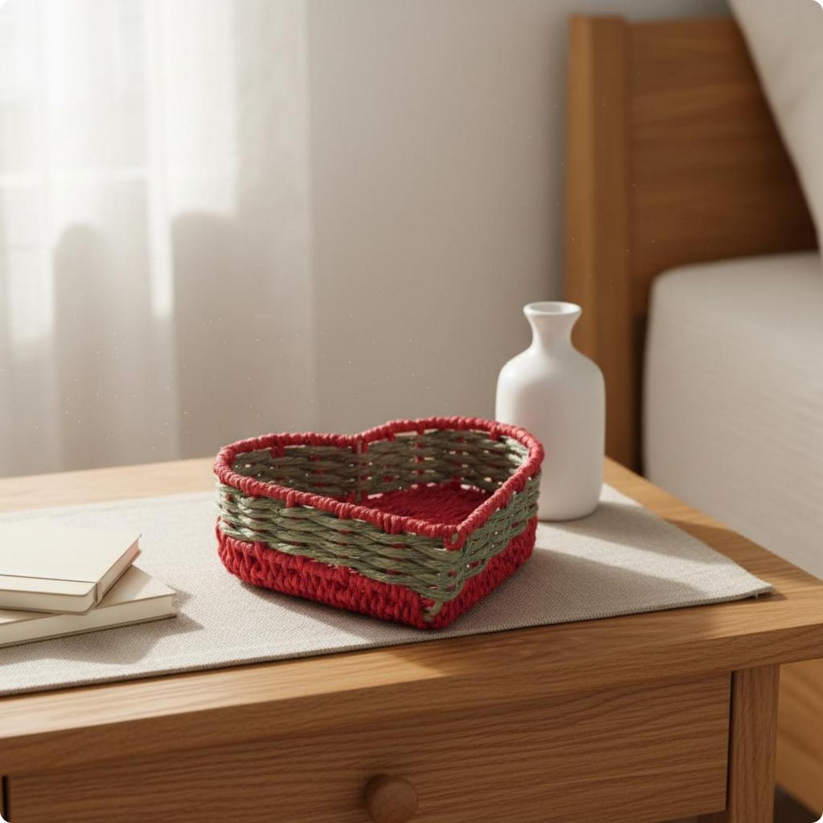Heart Shaped Storage Basket Handmade Heart Storage Basket Multi-Purpose Easy to Organize for Dresser