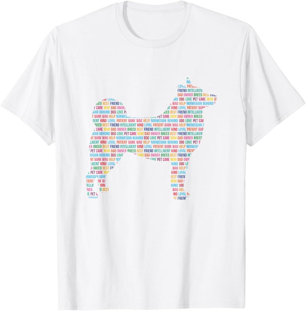 Norwegian Buhund Word Cloud Silhouette Graphic Print Men's Cotton T-Shirt Casual Trip Tee