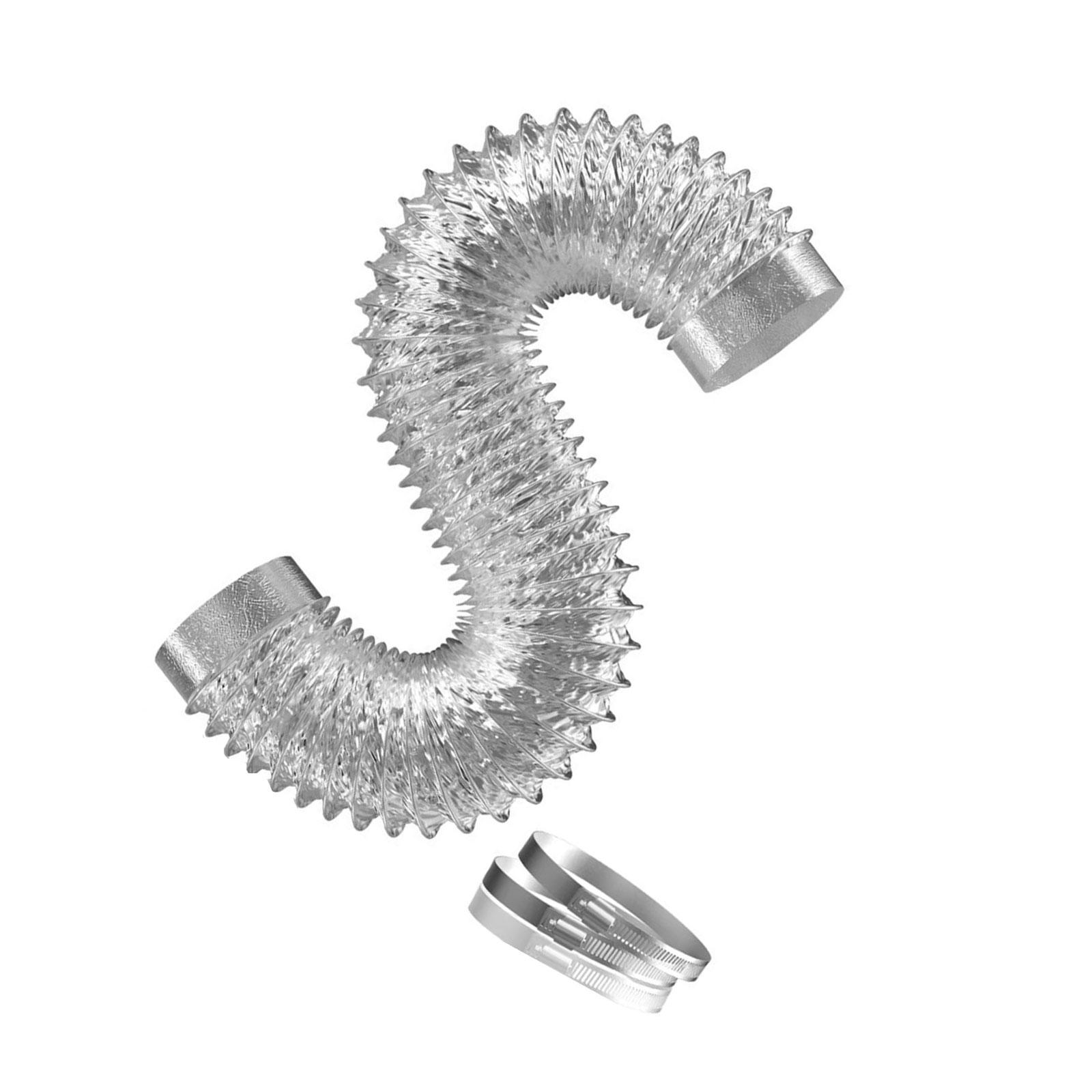 

Гибкий алюминиевый воздуховод для сушилки, шланг для сушилки с 2 хомутами для вентиляции ОВК, отопления, охлаждения, вытяжки серебряный