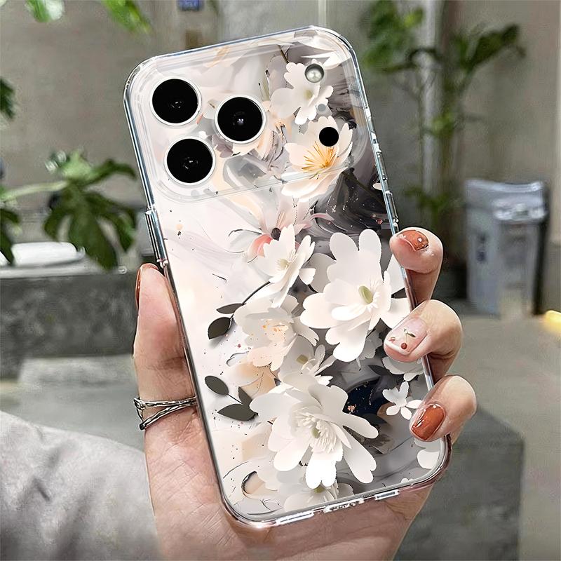 Retro Floral Pattern Case For iPhone 17 Pro Max Coque iPhone 16 15 14 13 Pro Max 11 Clear TPU Silicone Soft Cover
