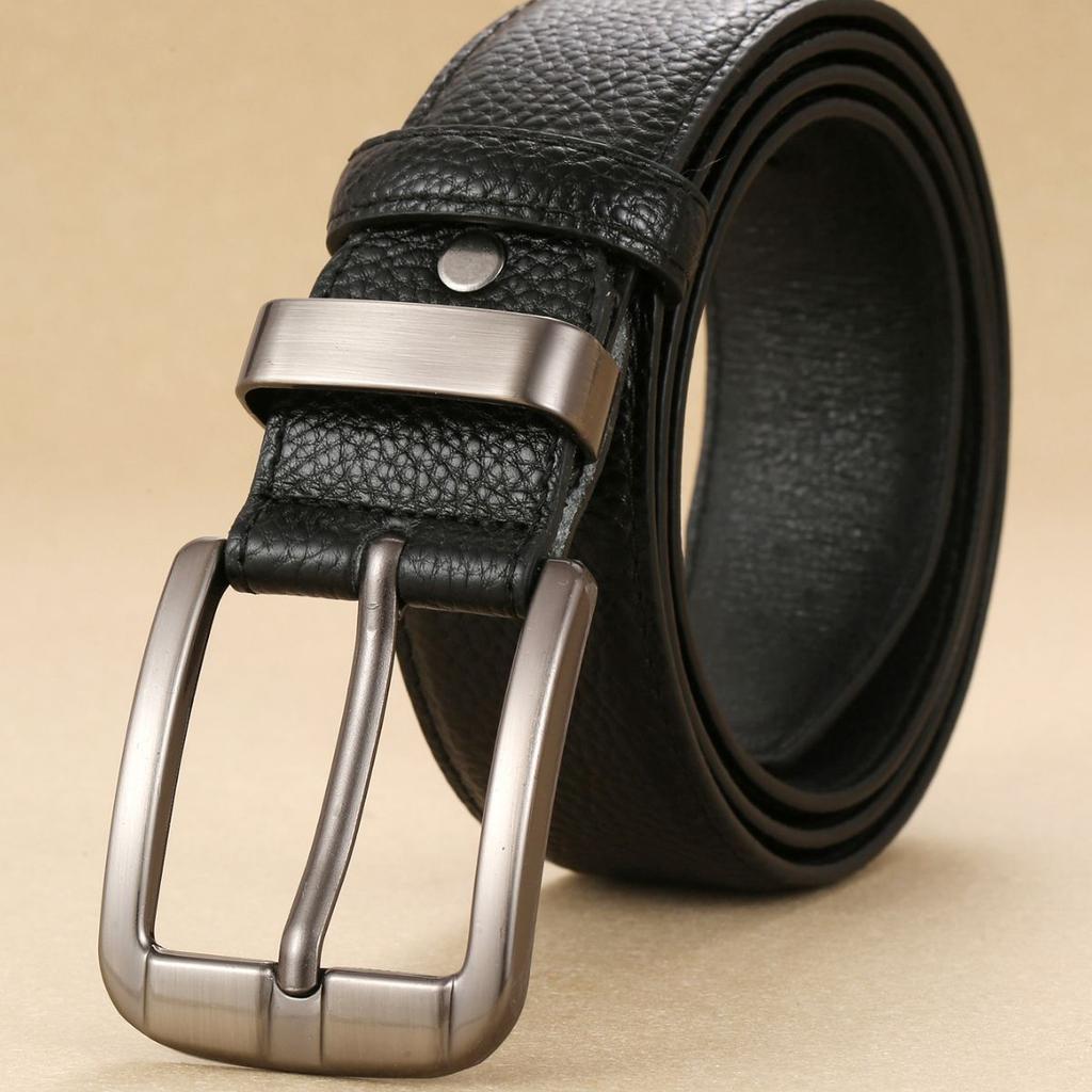 Belt Available Men'S Lychee Pattern Pin Buckle Casual Belt Business Men'S Belt