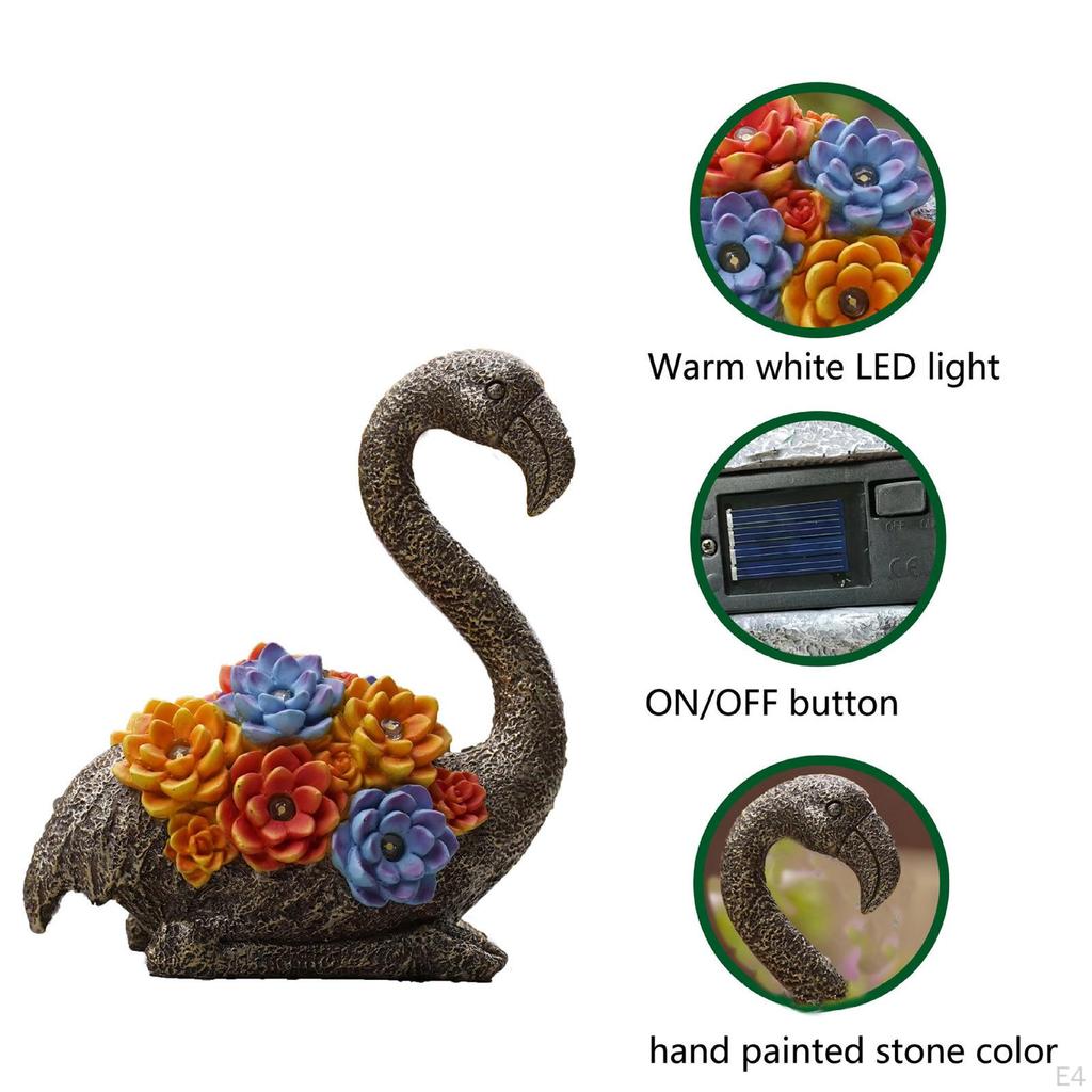 Garden Solar Statue LED Lights Lawn Ornament Home Decor Nightlight Landscape Outdoor Flamingo