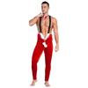 Men's Christmas Cosplay Jumpsuit Plush Ball Zipper with Bowknot Neckband Elastic Strap for Stage