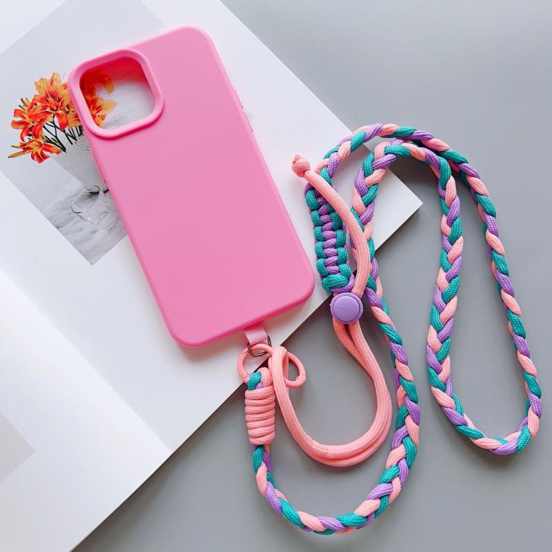 1 Piece Crossbody Can Carry Colorful Phone Lanyard Strap Hanging Chain Pendant Woven Mobile Phone Lanyard
