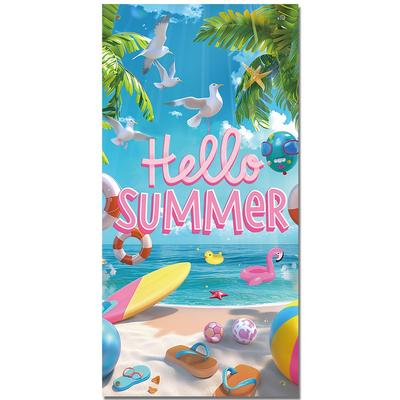 Cartoon Hello Summer Hawaiian Backdrops Tropical Design Polyester Photography Backgrounds Beach Style Poster Photo Props