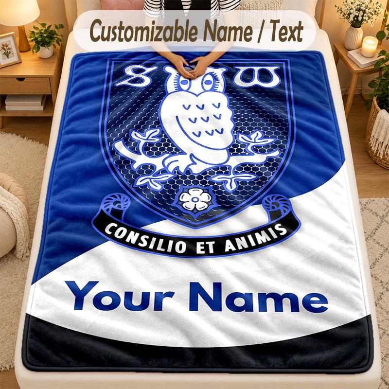 Flannel BlanketSheffield Wednesday FC Custom Name Text Personalized Soft Warm Throw Blanket Home Decor Gift
