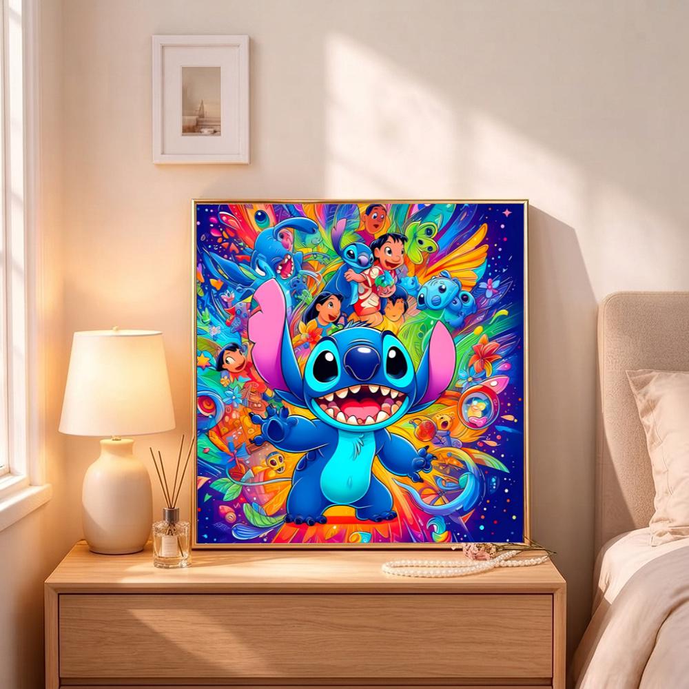 Colorful Stitch Friends 5D Round Diamond Painting Kit Diamond Embroidery Painting Rhinestones Mosaic Frameless Handwork Decoration Arts