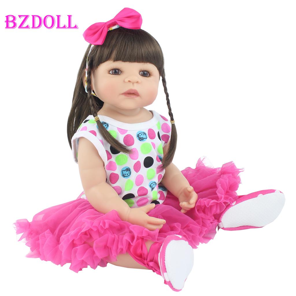 BZDOLL 55cm pełna silikonowa lalka Bebe Reborn realistyczne miękkie winylowe księżniczka jednorożec dzieci dziewczyna zabawka do kąpieli prezent urodzinowy dla dzieci