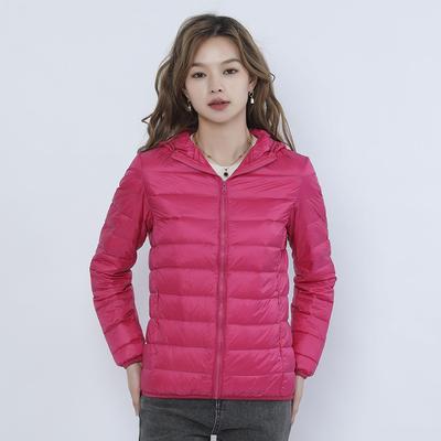 Leichte Entendaunenjacke für Damen im Herbst und Winter mit Kapuze in Übergröße
